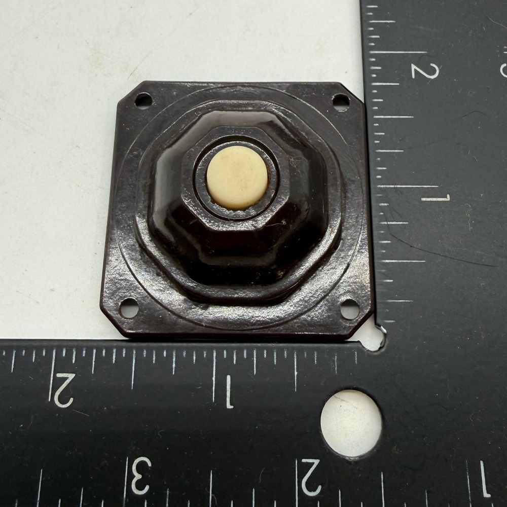 Vintage Rodale Brown Bakelite Doorbell Button Art Deco Hardware no screws
